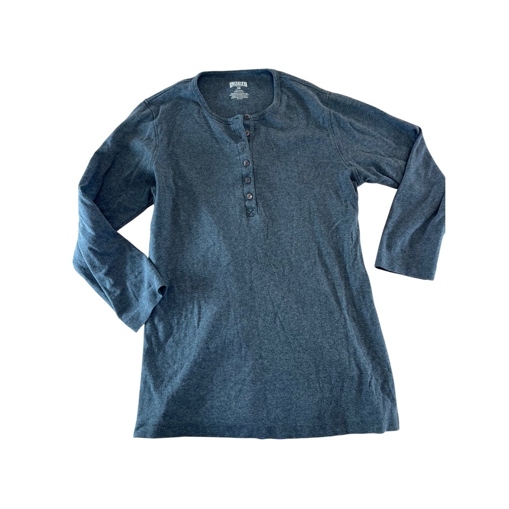 Duluth‎ Trading Co Womens XS Heather Gray 100% Cotton Long Sleeve Henley Shirt